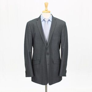 Kenneth Cole 44L Gray Solid 2-Button Sport Coat Blazer Jacket B441